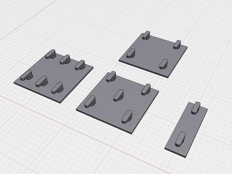 IKEA-style long slot pegboard mounting array model components