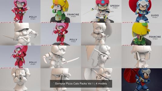 Samurai Pizza Cats Packs Vol 1 3D Model Collection