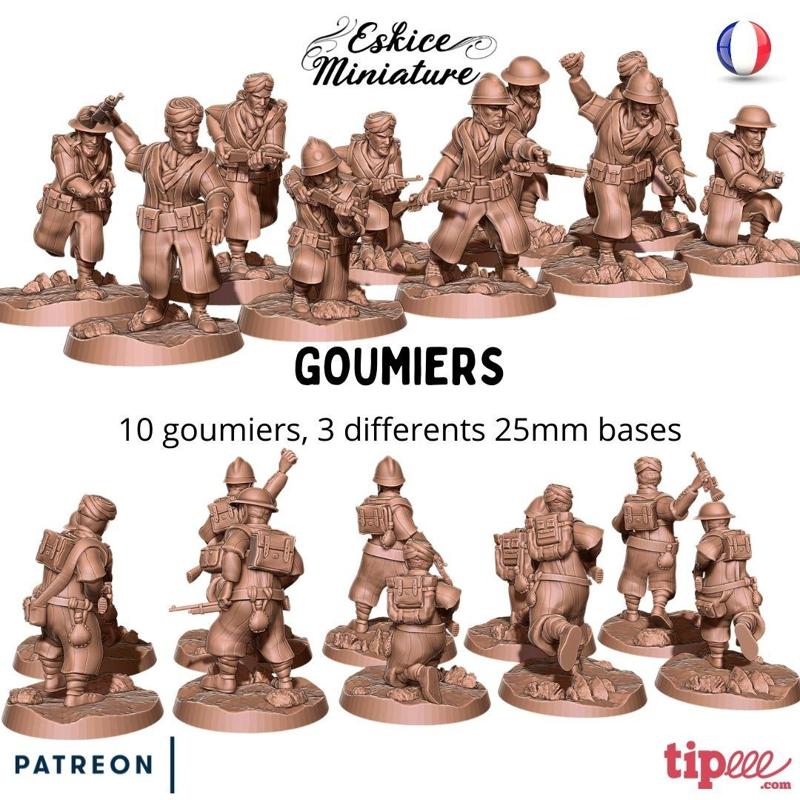 10 Goumiers soldiers – French army WW2 – 28mm for wargame