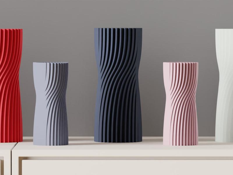 Modern Vase. Sleek Twisted Phase Pattern Vase