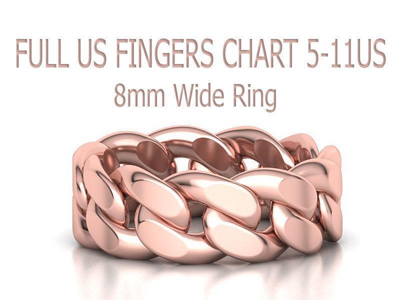 Cuban Link Chain Ring 8mm wide FULL US FINGERS 5-11
