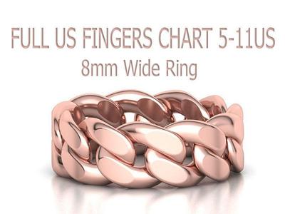 Cuban Link Chain Ring 8mm wide FULL US FINGERS 5-11
