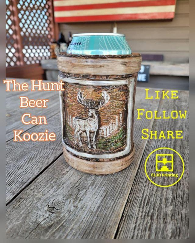 The Hunt Wood Beer Can Koozie with Buck / Pen holder