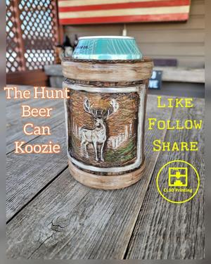 The Hunt Wood Beer Can Koozie with Buck / Pen holder