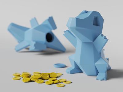 Low-poly Totodile – Piggy Bank