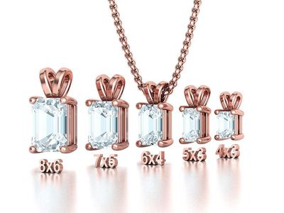 Emerald Solitaire Pendants 8×6 7×5 6×4 5×3 4×3 Gems Necklaces