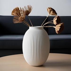 Modern Ribbed Bulbous Design Vase