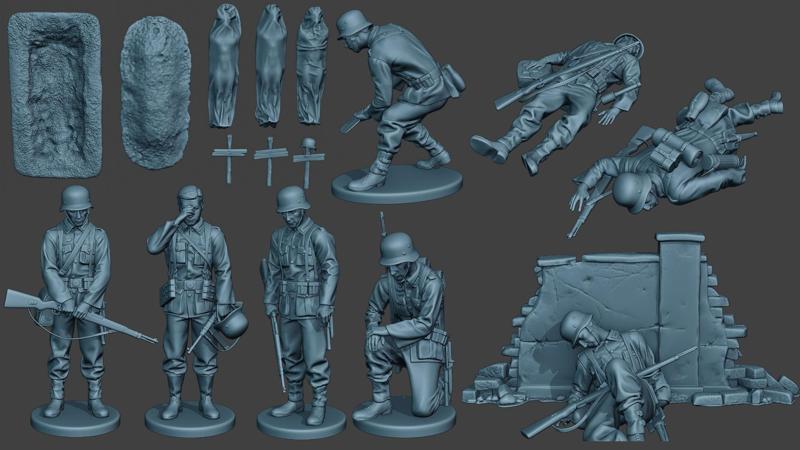 German soldier ww2 G6 Pack1 3D Model Collection