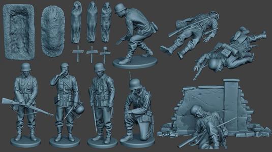 German soldier ww2 G6 Pack1 3D Model Collection
