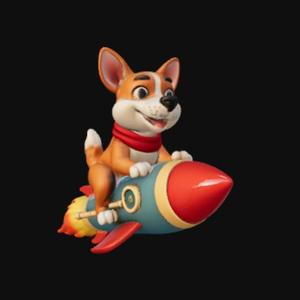 dog on a rocket
