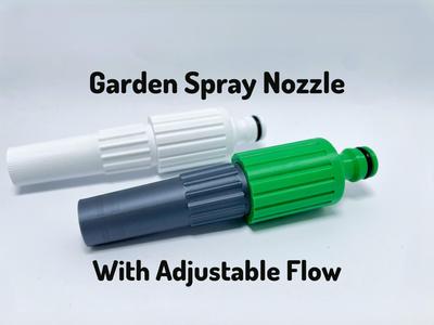 Garden spray nozzle with adjustable flow