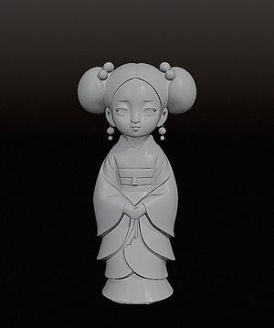 Geisha Statue stl Elegant Japanese Doll Statue for Decor