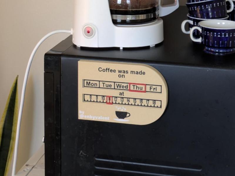Coffee brew time sign | Day and time sliders