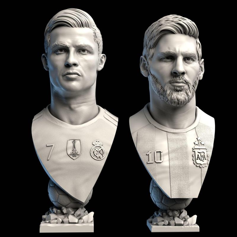 Messi and Ronaldo busts for 3D printing 3D Model Collection