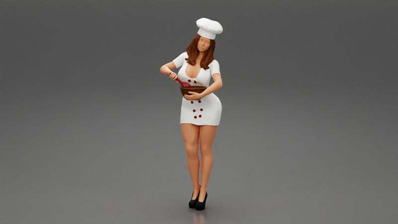Woman chef Cooking in the Kitchen