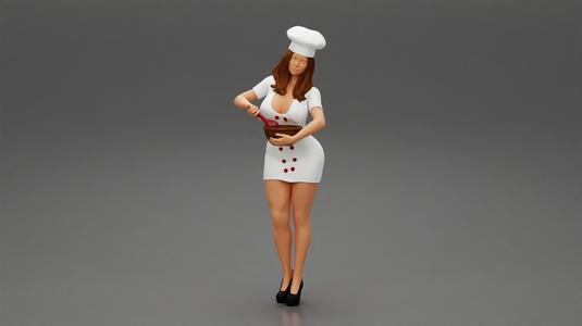 Woman chef Cooking in the Kitchen