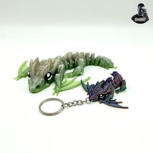 Grass Wyvern + Keychain – articulated – print in place – no supports