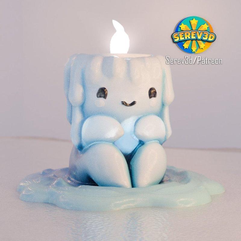 Cute Melting Ice Candle Holder-NO SUPPORTS-Serev3D