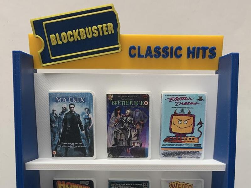 Miniature Blockbuster VHS Tape Shelf -Customizable