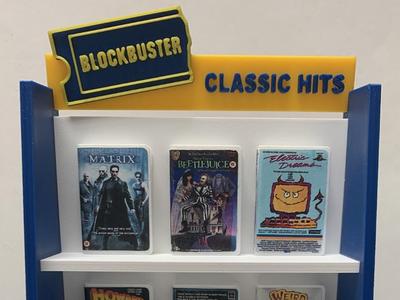 Miniature Blockbuster VHS Tape Shelf -Customizable
