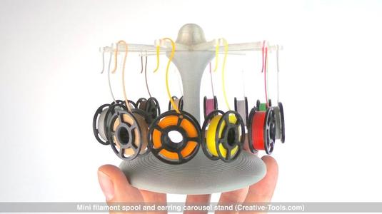 Mini filament spool and earring carousel stand