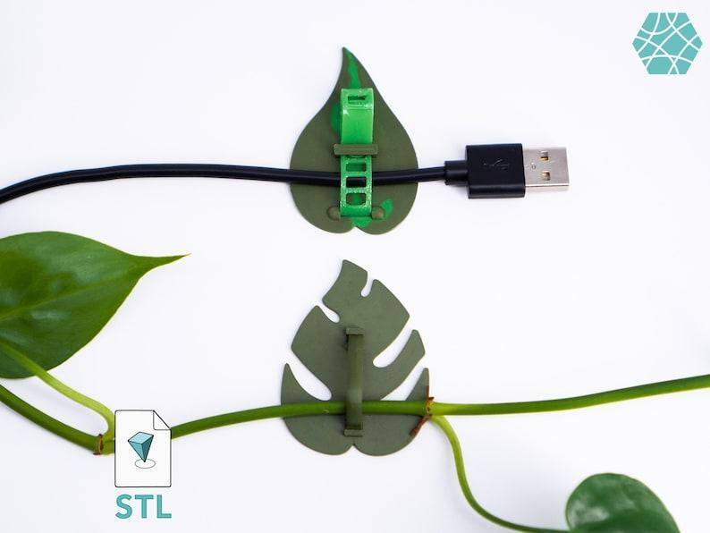 Plant Cable Clips & Ties "LeafLock" | Adjustable Cable Zip STL to 3D print | Leaf Adhesive Wall Clips