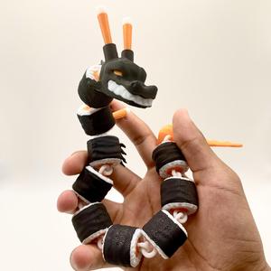 Articulated Sushi Dragon Print in Place Flex 3mf Multicolored