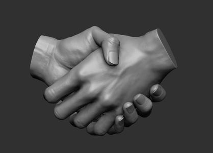 Handshake hand holding object