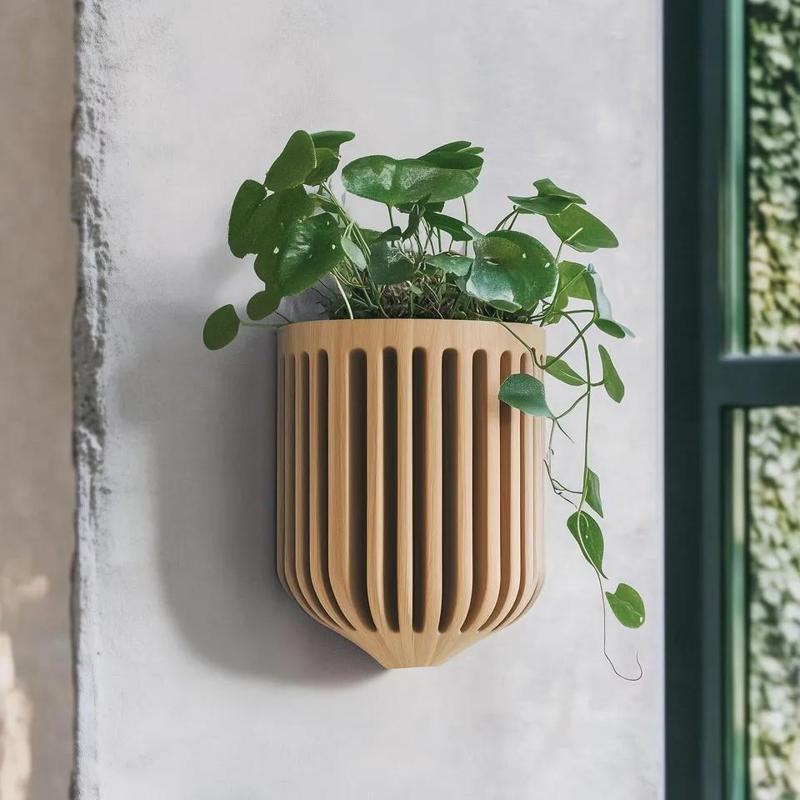Minimalist Vertical Wall Vase with Ribbed Texture for Decor