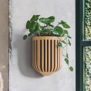 Minimalist Vertical Wall Vase with Ribbed Texture for Decor