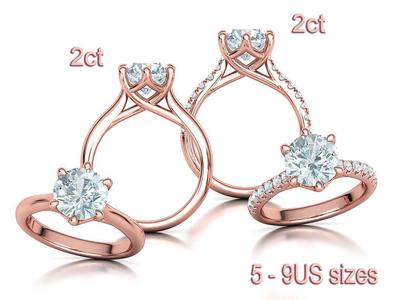 2ct Diamond Trellis Engagement Rings 2 Rings 3D Model Collection