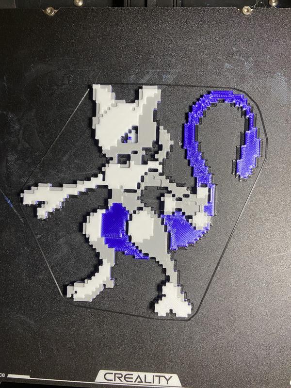 Mewtwo – Single Extruder no AMS Multicolour Pixel Art