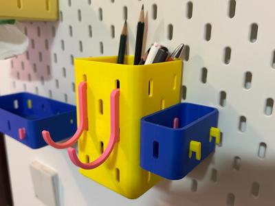 IKEA SKADIS pegboard compatible pen holder, modular and infinitely expandable