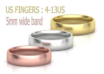 Traditional Court Wedding Band 5mm wide 4-13US sizes