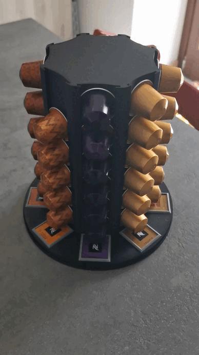 Rotating base with 8 places for Nespresso capsules