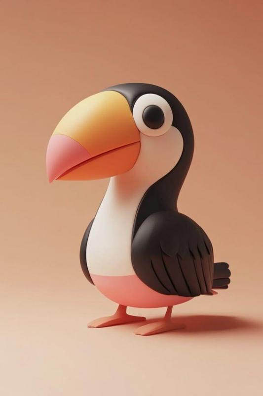 Tuki the Cartoon Toucan Stylized 3D Bird Model