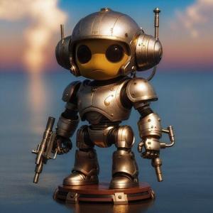 Chibi Retrobot Warrior - Steampunk Sci - Fi Droid