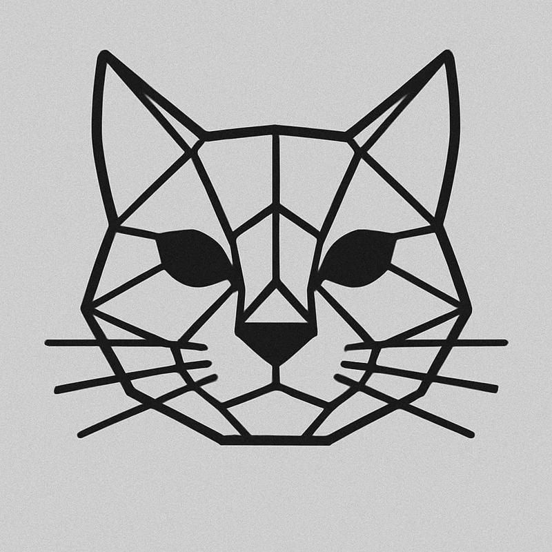 Cat Head - Minimalist geometric illustration   