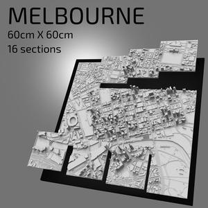 3D Melbourne | Digital Files | 3D STL File | Melbourne 3D Map | 3D City Art | 3D Printed Landmark | Model of Melbourne Skyline | 3D Art