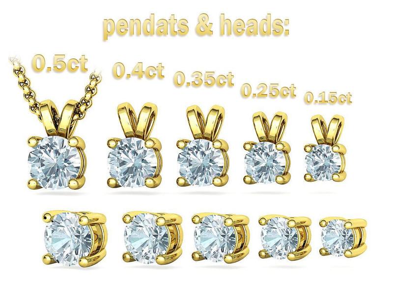 Solitaire Round Diamond Pendants and Heads 3DMODELS