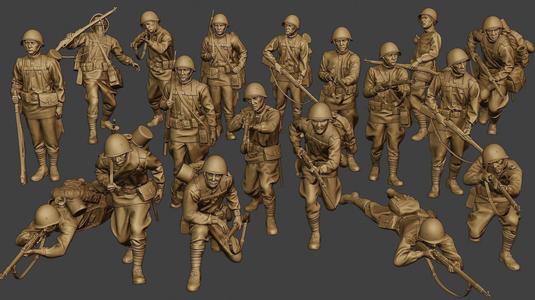 Russian soldiers ww2 R1 Pack 1 3D Model Collection