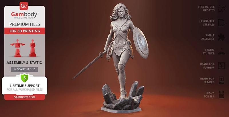 Wonder Woman Movie Version STL files for 3D Printing | Assembly Model