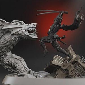 Batman Ninja vs Joker Dragon Diorama STL files for 3D Printing | Assembly Model