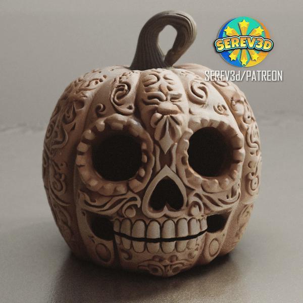Day of the Dead Halloween Pumpkin – Lamp-SEREV3d
