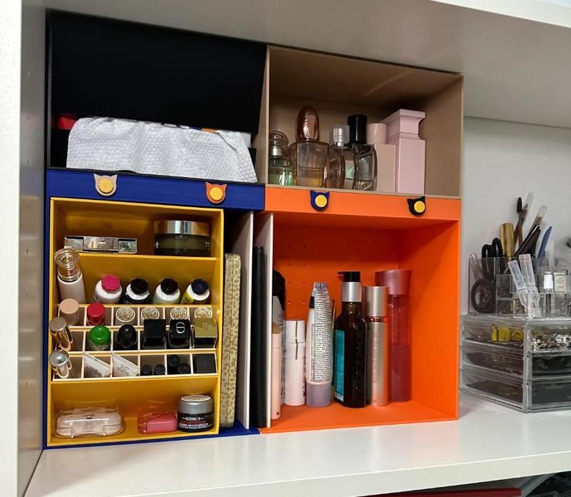 Color-blocked Assembled Cosmetic Organizer/Storage Rack