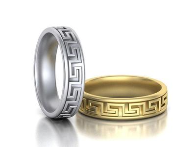 Meander Wedding ring 3dmodel 5mm wide band