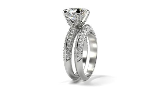 Wedding Band Tiffany with Side Band All Sizes