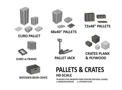 CARGO-0023 Pallet and Crate set H0-scale 23 items