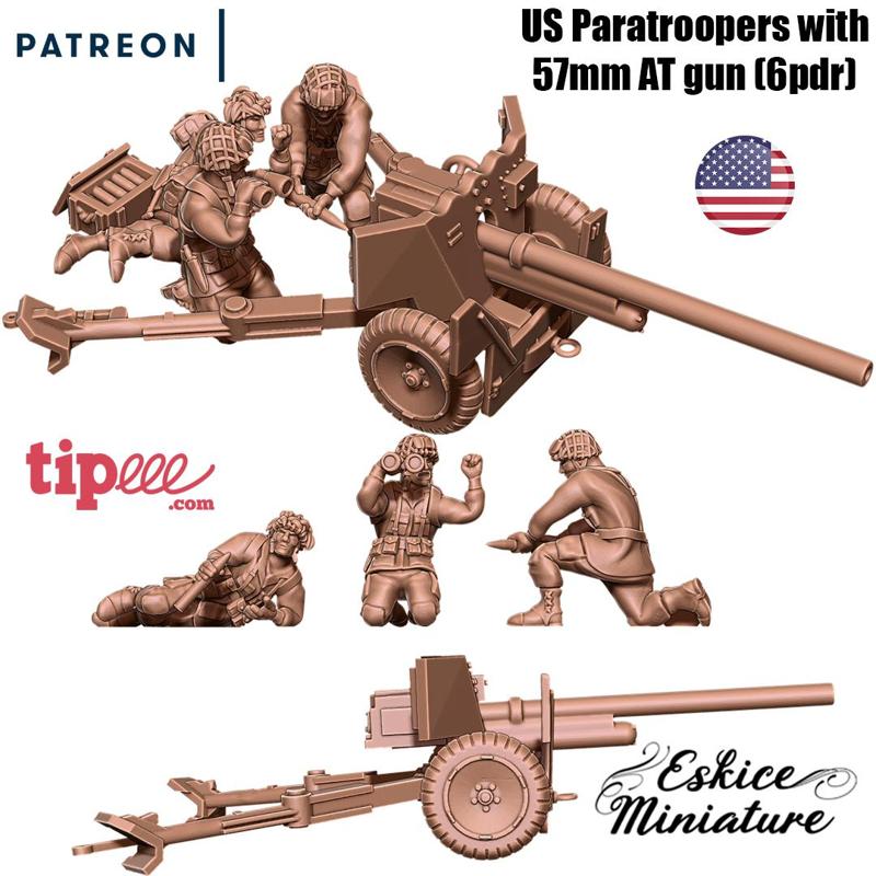 57mm AT gun US paratroopers – 28mm