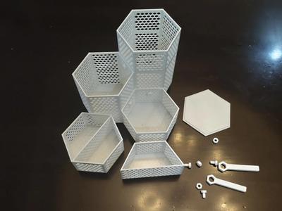 Hexagonal Storage Box Series Linking Nuts Bolts Wrenches Two-Piece Set